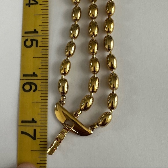 Vintage Rare Monet Three Strand Gold-Toned Beaded Chain Necklace - Picture 6 of 7
